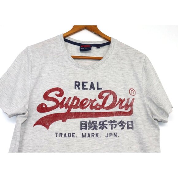 Superdry Mens Vintage Graphic Tee Gray Red Logo Crew Neck  Sz M Promo - Picture 3 of 8